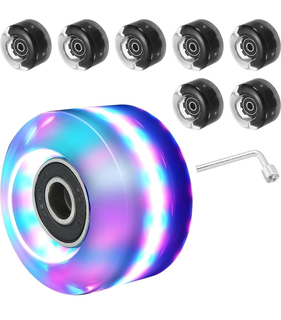 Light up wheels combo set- 8 wheels, bearing & tool