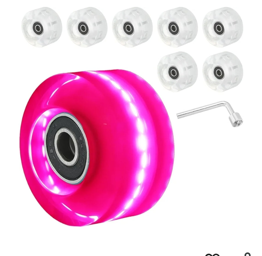 Light up wheels combo set- 8 wheels, bearing & tool