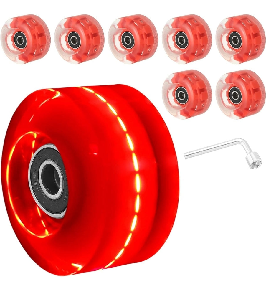 Light up wheels combo set- 8 wheels, bearing & tool