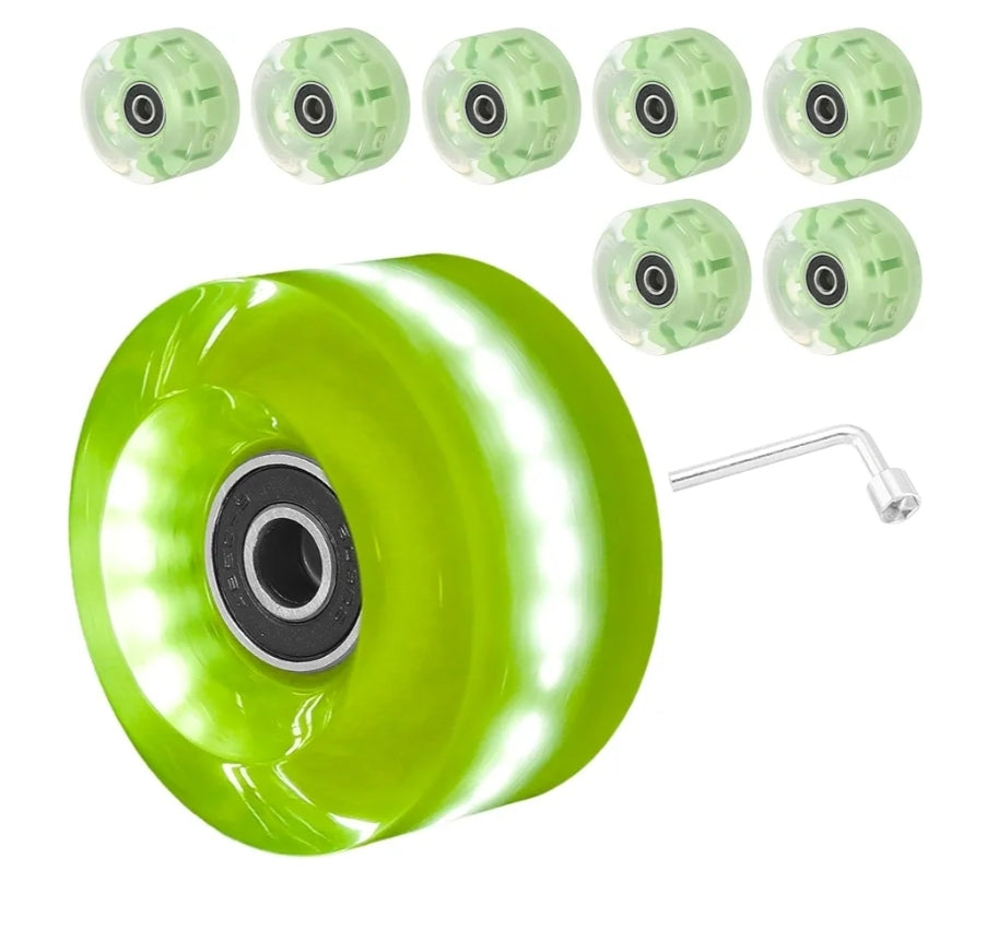 Light up wheels combo set- 8 wheels, bearing & tool